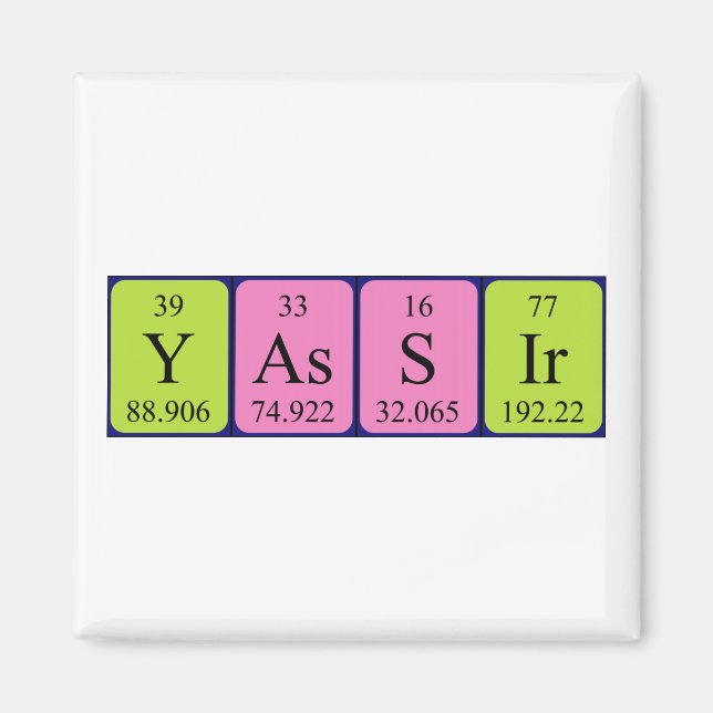 Yassir periodic table name magnet (Front)