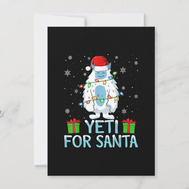 Yati For Santa Xmas Lights Yeti Christmas Invitation (Front)