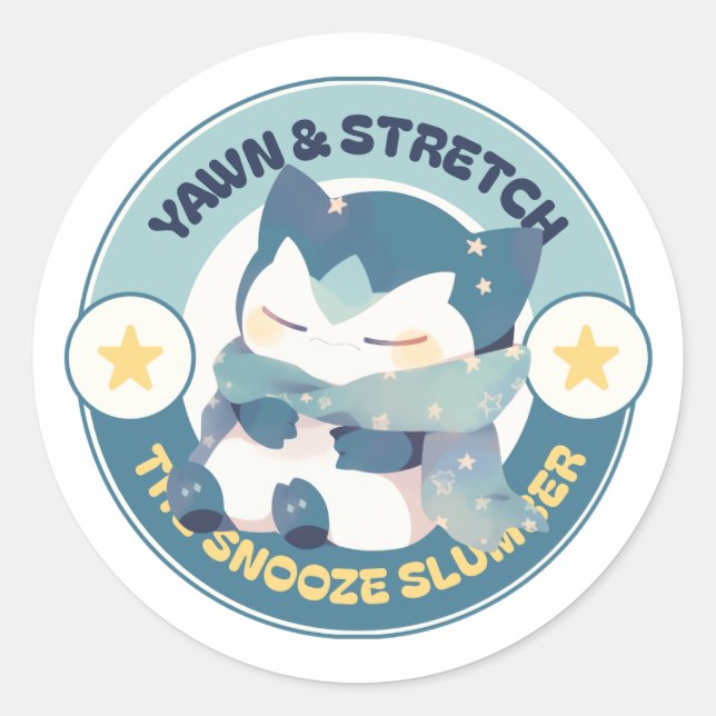 Yawn Stretch The Snooze Slummer Funny  Classic Round Sticker (Front)
