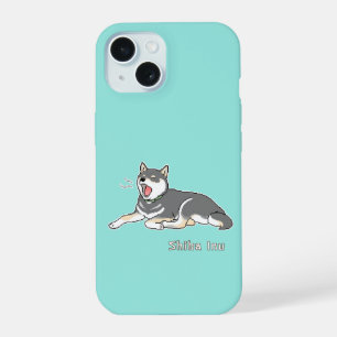 Yawning Black & Tan Shiba Inu Pixelart iPhone 15 Case