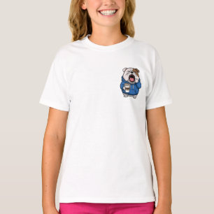 Yawning Bulldog Coffee Break Blue Hoodie Kids T-Shirt