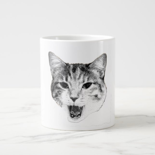 Yawning Cat – Maximum Drama Large Coffee Mug (Front)