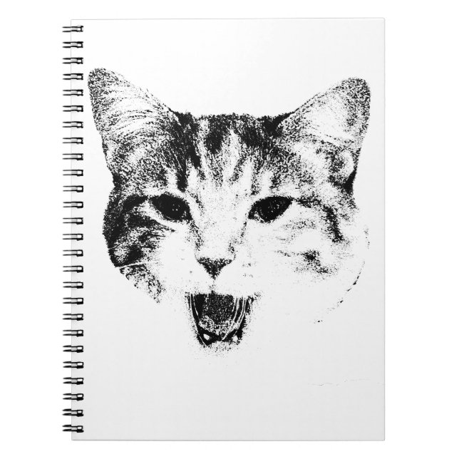 Yawning Cat Silhouette – Minimal Sass Edition Notebook (Front)