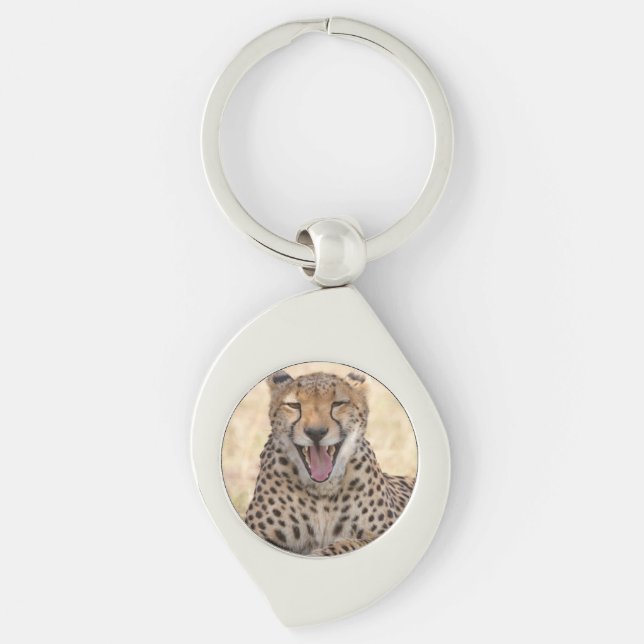 Yawning Cheetah Key Ring (Front)