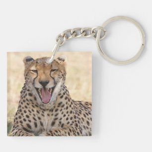 Yawning Cheetah Key Ring