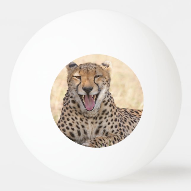 Yawning Cheetah Ping Pong Ball (Front)