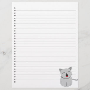 Yawning Kitty Lined Letterhead