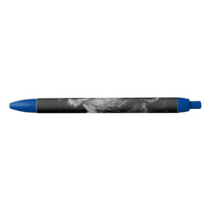 yawning lion black ink pen