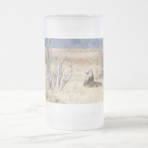 Yawning lion frosted glass beer mug