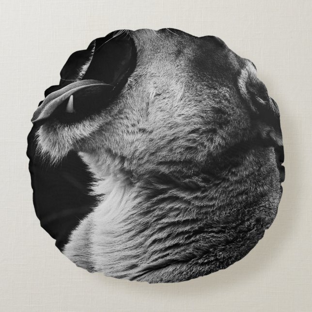 yawning lion round cushion (Front)
