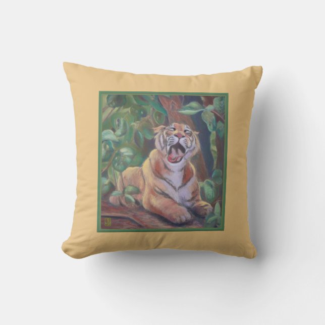Yawning Tiger Cushion (Front)