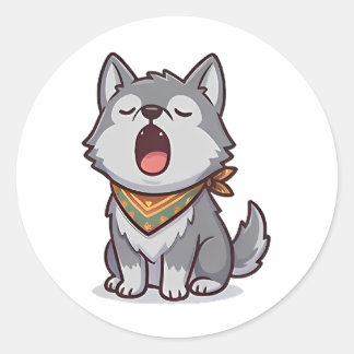 Yawning Wolf Classic Round Sticker