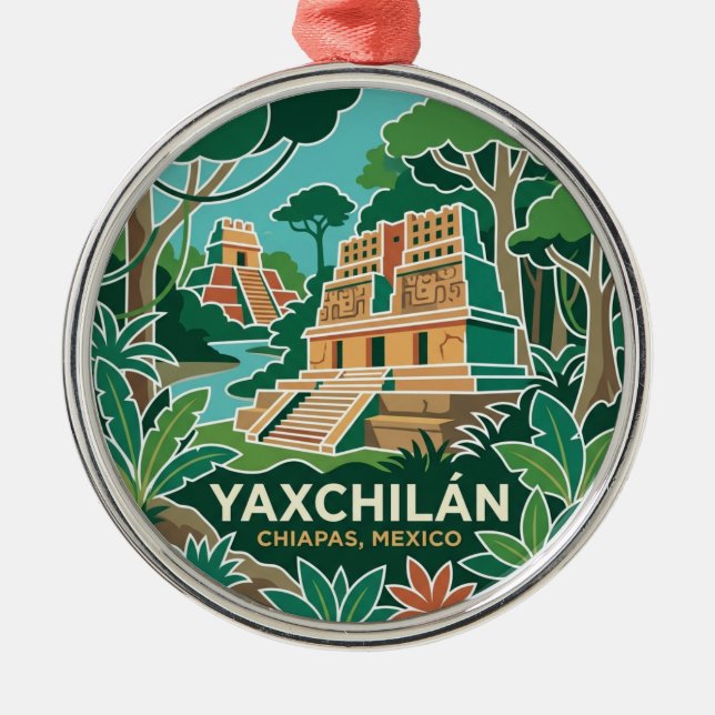 Yaxchilán Mexico Metal Tree Decoration (Front)