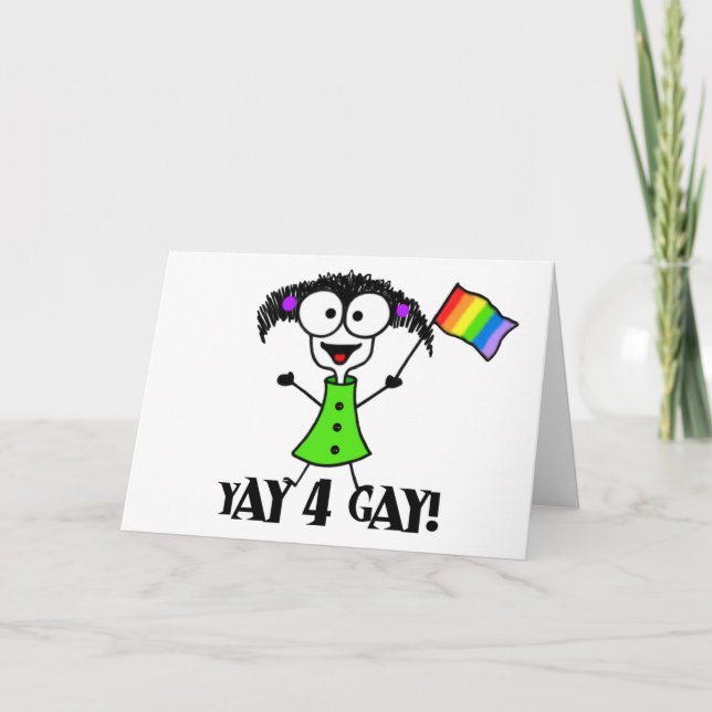 Yay 4 Gay Greeting Card (Front)