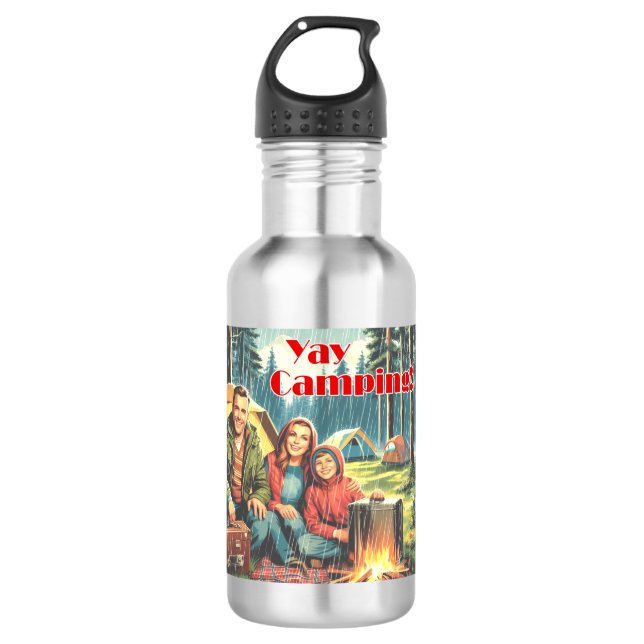 Yay Camping In The Rain 532 Ml Water Bottle (Front)