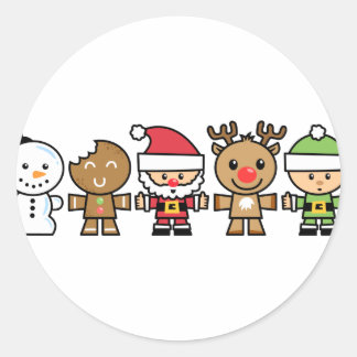 Yay For Colour Five Xmas Characters Classic Round Sticker