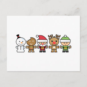 Yay For Colour Five Xmas Characters Holiday Postcard