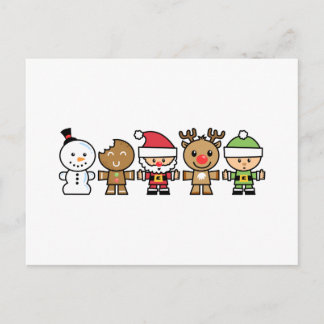 Yay For Colour Five Xmas Characters Holiday Postcard