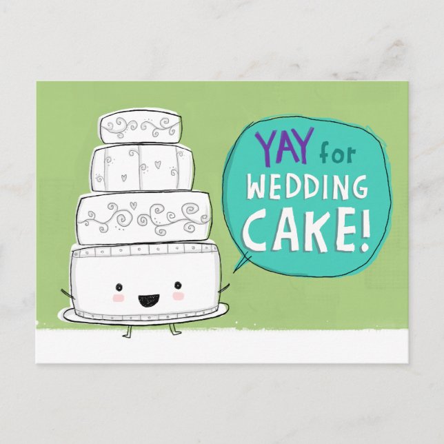 Yay for Wedding Cake! Funny Wedding Announcement (Front)