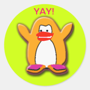 Yay! Happy Penguin Classic Round Sticker