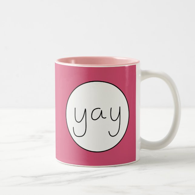 YAY Happy Uplifting Handwriting Customisable Colou Two-Tone Coffee Mug (Right)