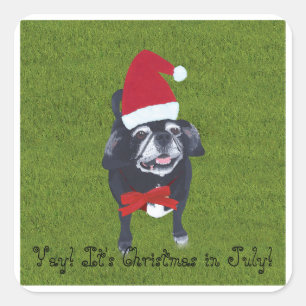Yay! It's Christmas in July, Santa pug dog sticker