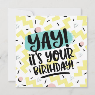 Yay, it's your birthday memphis eighties 90s girls holiday card
