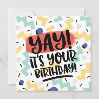 Yay, it's your birthday memphis eighties style men holiday card