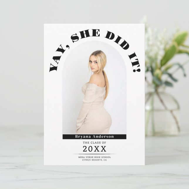 Yay Modern Graduation Graduate Photo Announcement  (Standing Front)