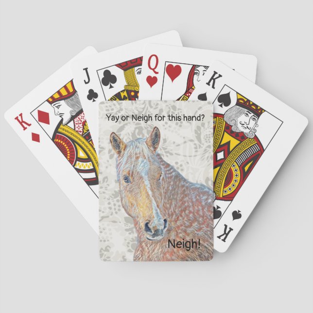 Yay or Neigh Horse Funny Playing Cards (Back)