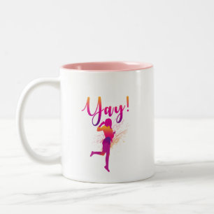 Yay Person Jumping Excited Two-Tone Coffee Mug