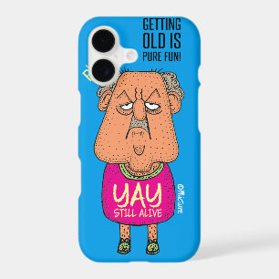Yay, Still Alive - Grumpy old man blue cartoon