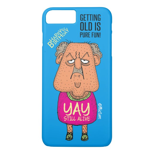 Yay, Still Alive - Grumpy old man blue cartoon Case-Mate iPhone Case (Back)