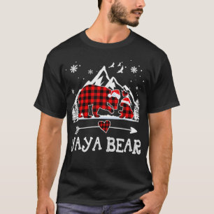 Yaya Bear Christmas Pajama Red Plaid Buffalo Famil T-Shirt