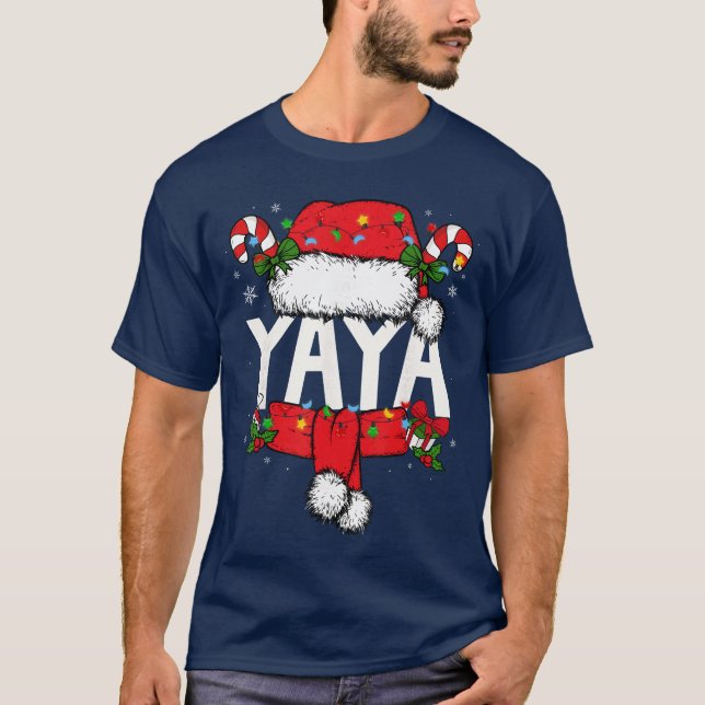 Yaya Christmas Pajama Santa Claus Family Matching  T-Shirt (Front)