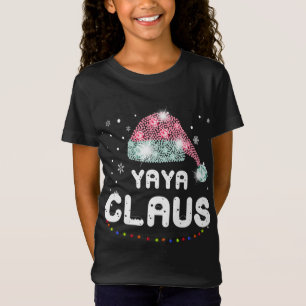 Yaya Claus Christmas Hat Diamond Pajama Family Mat T-Shirt