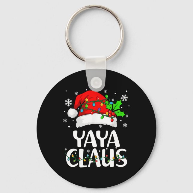 Yaya Claus Christmas Lights Pajama Family Matching Key Ring (Front)
