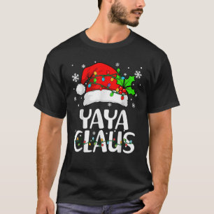 Yaya Claus Christmas Lights Pajama Family Matching T-Shirt