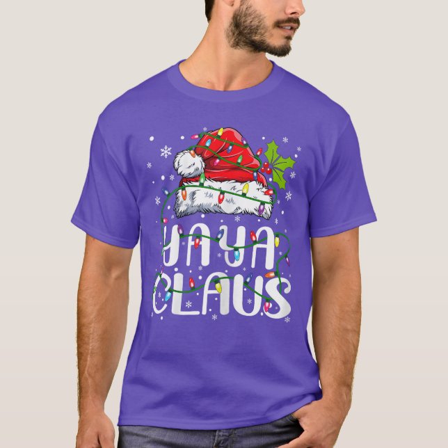Yaya Claus Christmas Santa Hat Matching Family Xma T-Shirt (Front)