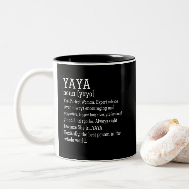 Yaya Definition Grandma Mother's Day Two-Tone Coffee Mug (With Donut)