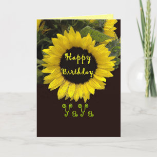 YaYa Happy Birthday with Cheerful Sunflower Card