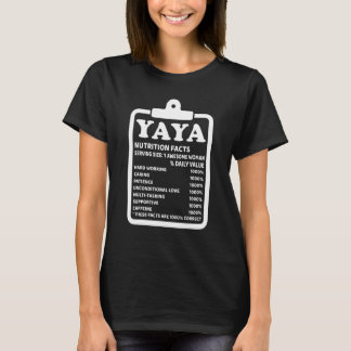 Yaya Nutritional Facts  Grandma T-Shirt