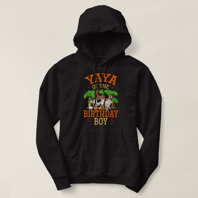 Yaya Of The Birthday Boy Animal Farm Theme Bday Fa Hoodie (Design Front)