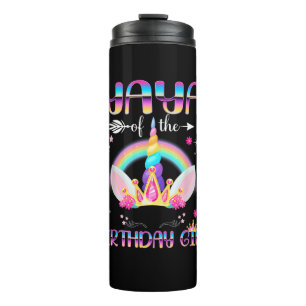 Yaya Of The Birthday Girl Rainbow Unicorn Mothers Thermal Tumbler