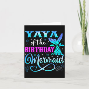 Yaya Of The Birthday Mermaid Family Matching Party Card