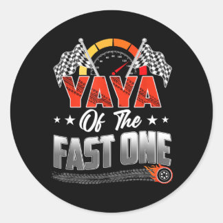 Yaya Of The Fast One Birthday 1st Race Car Family Classic Round Sticker