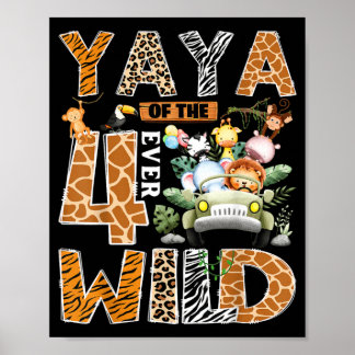 Yaya Of The Four Wild Safari Zoo 4th Birthday Boy Poster