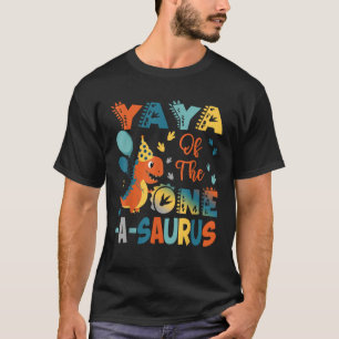 Yaya Of The One A Saurus 2Nd Birthday Dinosaur Par T-Shirt