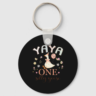 Yaya of the one silly goose 1st birthday girl key ring