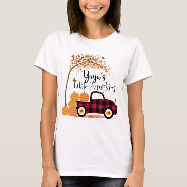 Yaya's Little Pumpkins Red Truck Autumn T-Shirt (Front)